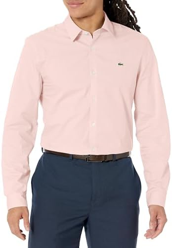 Lacoste Mens Long Sleeve Slim Fit Poplin Button Down Shirt