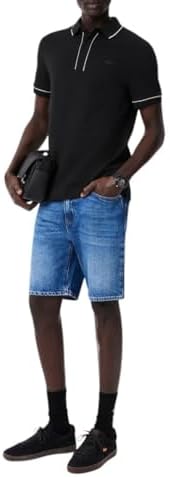 Talla L, Lacoste Mens Paris Short Sleeve Regular Fit Contrast Collar & Sleeves Polo