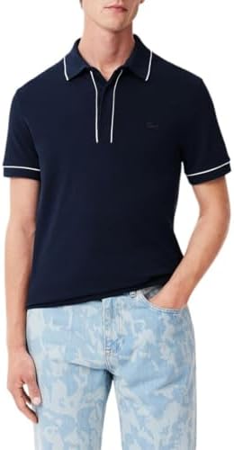 Talla L, Lacoste Mens Paris Short Sleeve Regular Fit Contrast Collar & Sleeves Polo