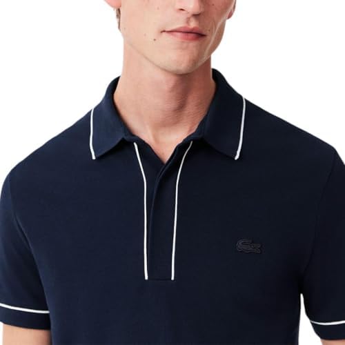 Talla L, Lacoste Mens Paris Short Sleeve Regular Fit Contrast Collar & Sleeves Polo