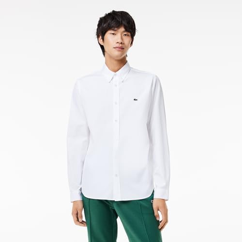 Lacoste Mens Regular Fit Cotton Shirt  White  Medium