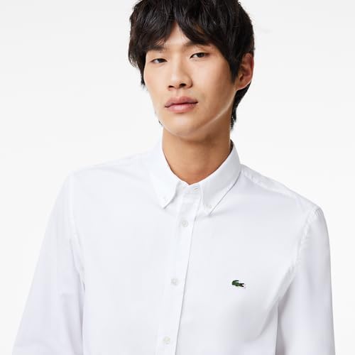 Lacoste Mens Regular Fit Cotton Shirt  White  Medium
