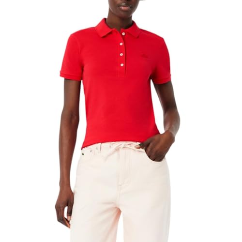 Talla 10, Lacoste Womens Short Sleeve Slim Fit Stretch Pique Polo Shirt