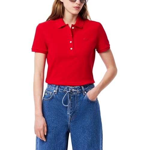 Talla 10, Lacoste Womens Short Sleeve Slim Fit Stretch Pique Polo Shirt