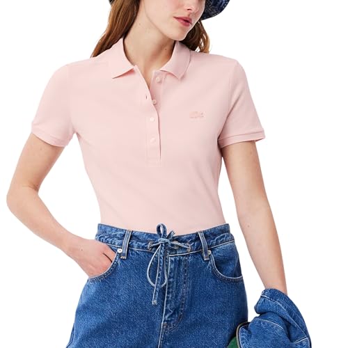 Talla 10 - Lacoste Womens Short Sleeve Slim Fit Stretch Pique Polo Shirt