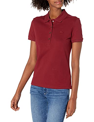 Talla 10 - Lacoste Womens Short Sleeve Slim Fit Stretch Pique Polo Shirt