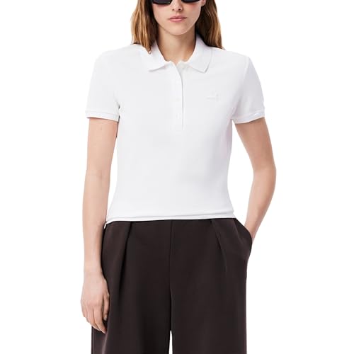 Talla 10 - Lacoste Womens Short Sleeve Slim Fit Stretch Pique Polo Shirt