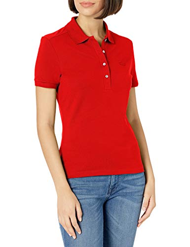Talla 10 - Lacoste Womens Short Sleeve Slim Fit Stretch Pique Polo Shirt