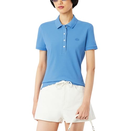 Talla 10 - Lacoste Womens Short Sleeve Slim Fit Stretch Pique Polo Shirt