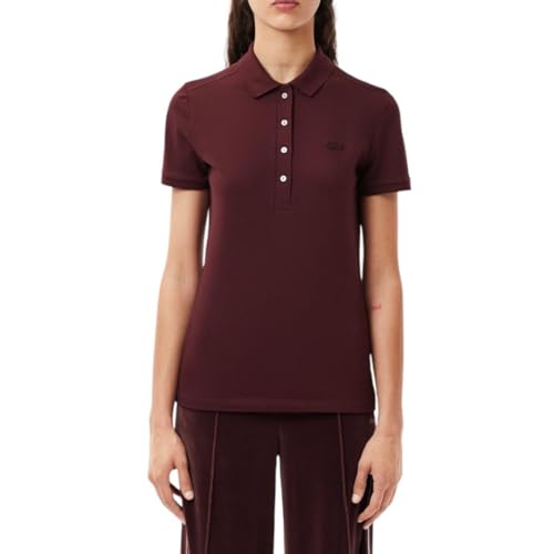 Talla 10 - Lacoste Womens Short Sleeve Slim Fit Stretch Pique Polo Shirt