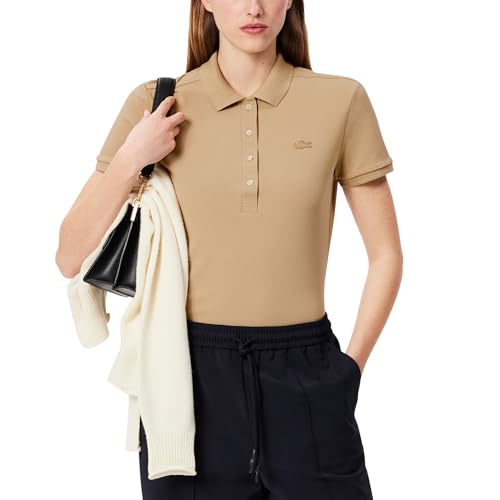 Talla 10 - Lacoste Womens Short Sleeve Slim Fit Stretch Pique Polo Shirt