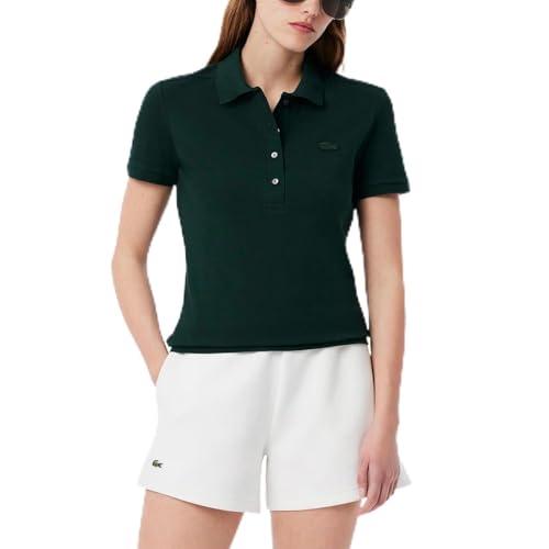 Talla 10 - Lacoste Womens Short Sleeve Slim Fit Stretch Pique Polo Shirt