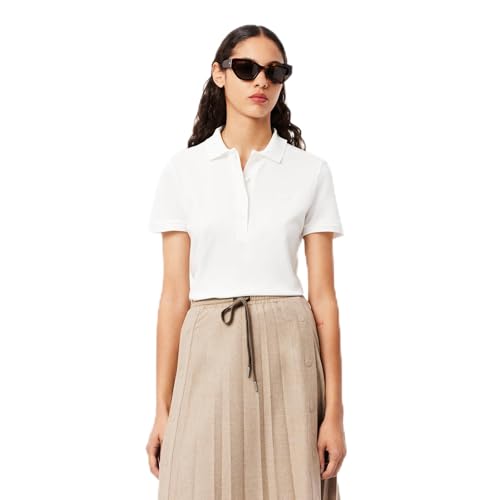 Talla 10 - Lacoste Womens Short Sleeve Slim Fit Stretch Pique Polo Shirt