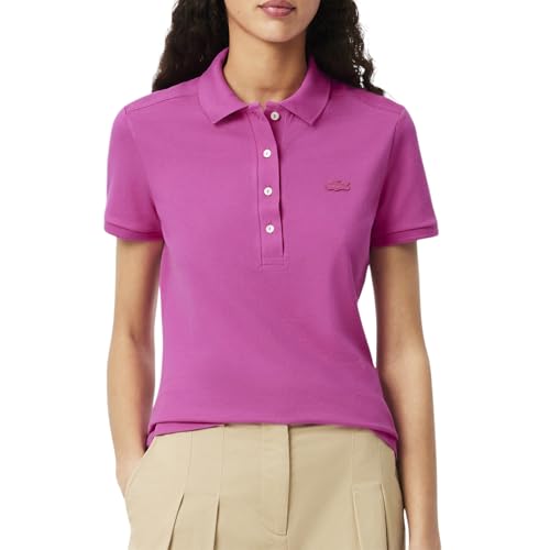 Talla 10 - Lacoste Womens Short Sleeve Slim Fit Stretch Pique Polo Shirt