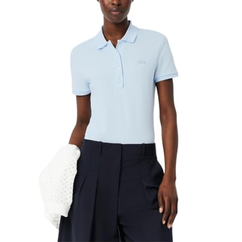 Talla 10 - Lacoste Womens Short Sleeve Slim Fit Stretch Pique Polo Shirt