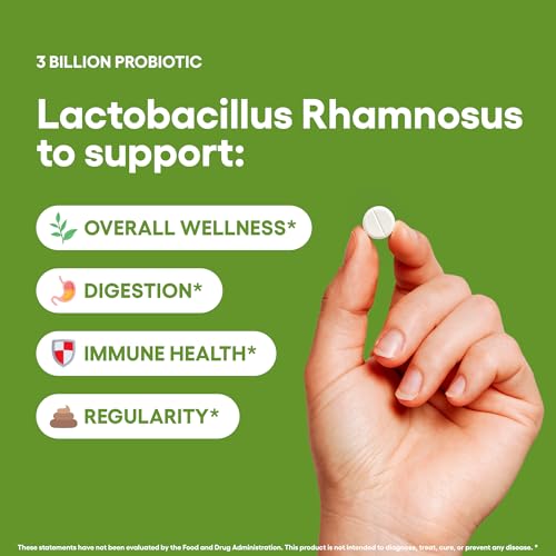 Lactobacillus Rhamnosus Suplemento probiótico 240 tabletas 3 mil millones de UFC probióticos para hombres y mujeres apoya la salud intestinal digestiva y intestinal (240, Lactobacillus Rhamnosus)