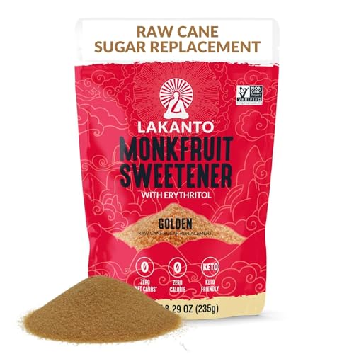 Lakanto Golden Monk Fruit Sweetener With Erythritol  Raw Cane Sugar Substitute  Monk Fruit Extract  Raw Sugar Replacement for Baking  Coffee & Tea  Gluten Free  Low Carb  Non GMO  Keto  1 76 lb  3 PK