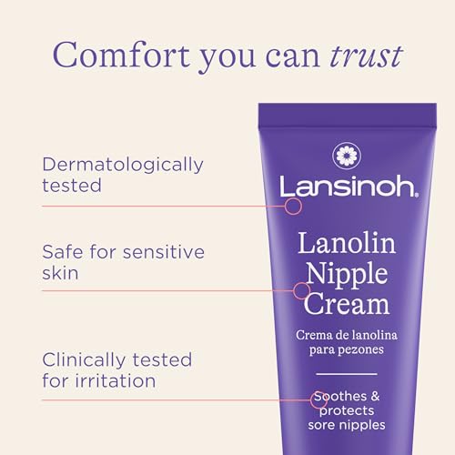 Lansinoh Lanolin - Crema para pezones segura para lactancia materna, 100% natural para mamás, esenciales para la lactancia, 1.41 onzas (paquete de 2)