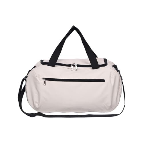 Large Gym & Travel Duffel Bag with Wet/Dry Compartments   Spacious Sports Bag for Swimming  Yoga  Beach  and Overnight Trips  White 