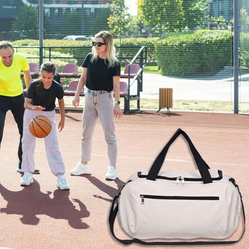 Large Gym & Travel Duffel Bag with Wet/Dry Compartments   Spacious Sports Bag for Swimming  Yoga  Beach  and Overnight Trips  White 