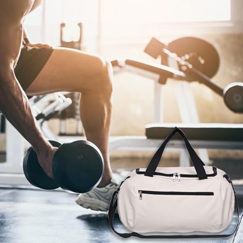 Large Gym & Travel Duffel Bag with Wet/Dry Compartments   Spacious Sports Bag for Swimming  Yoga  Beach  and Overnight Trips  White 
