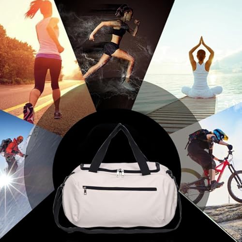 Large Gym & Travel Duffel Bag with Wet/Dry Compartments   Spacious Sports Bag for Swimming  Yoga  Beach  and Overnight Trips  White 
