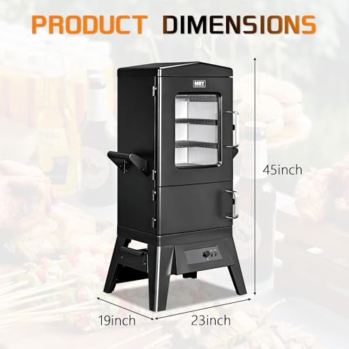 Large Vertical Electric Smoker Grill   633 sq in   4 Rack BBQ Smoker with Built in Meat Probe  Wood Chip Loader &Weather Resistant Cover   Perfect for Steak  Fish  Ribs  Black