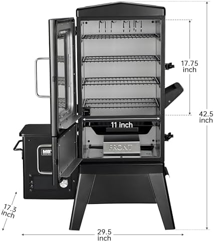 Large Vertical Electric Smoker Grill   633 sq in   4 Rack BBQ Smoker with Built in Meat Probe  Wood Chip Loader &Weather Resistant Cover   Perfect for Steak  Fish  Ribs  Black