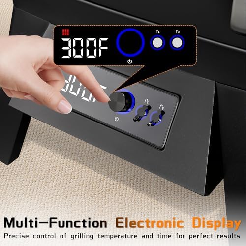 Large Vertical Electric Smoker Grill   633 sq in   4 Rack BBQ Smoker with Built in Meat Probe  Wood Chip Loader &Weather Resistant Cover   Perfect for Steak  Fish  Ribs  Black