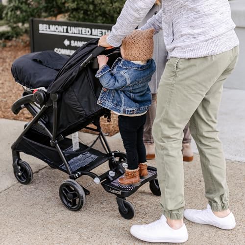 Lascal BuggyBoard Mini Universal Stroller Board  Fits 90  of Strollers Including UPPAbaby  Baby Jogger  Bugaboo  Stroller Attachment for Toddler to Ride & Stand  Max Weight 66 lbs  Black