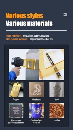 Laser Marking Machine 30W Portable Laser Engraving Machine Lens 100x100mm for Copper  Steel  Leather  Paper  Metal Without battery Class 1 Laser Output Power 0 39mW