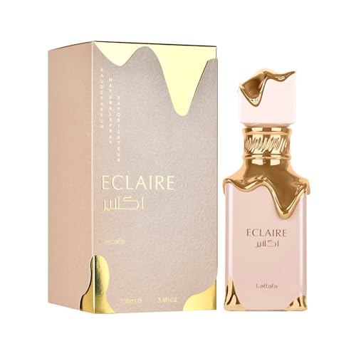 Lattafa Eclair - Vainilla, Caramelo, Dulce, Floral - Eau de Parfum Fragancia de Larga Duración para Mujeres, 3.40 Onzas / 100 ml