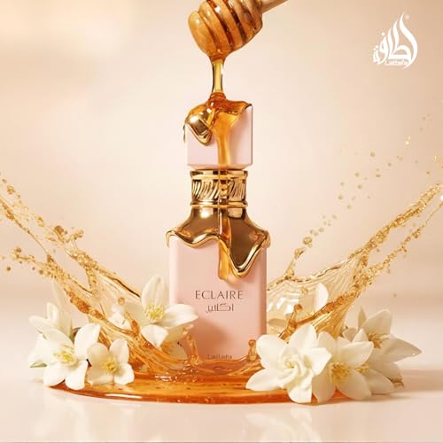 Lattafa Eclair - Vainilla, Caramelo, Dulce, Floral - Eau de Parfum Fragancia de Larga Duración para Mujeres, 3.40 Onzas / 100 ml