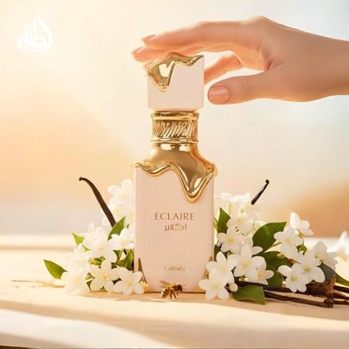 Lattafa Eclair - Vainilla, Caramelo, Dulce, Floral - Eau de Parfum Fragancia de Larga Duración para Mujeres, 3.40 Onzas / 100 ml