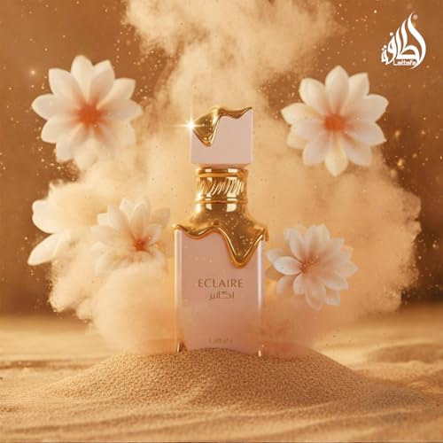 Lattafa Eclair - Vainilla, Caramelo, Dulce, Floral - Eau de Parfum Fragancia de Larga Duración para Mujeres, 3.40 Onzas / 100 ml