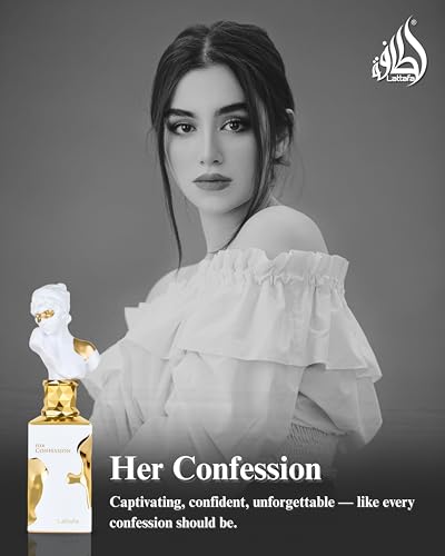 Lattafa Su Confesión - Vainilla, Floral, Ámbar, Almizcle - Eau de Parfum Fragancia de Larga Duración para Mujeres, 3.40 Onzas / 100 ml