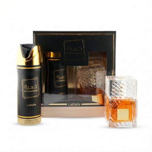 Lattafa Khamrah 2 Pcs Giftset With 100ml Edp   200ml Perfumed Spray