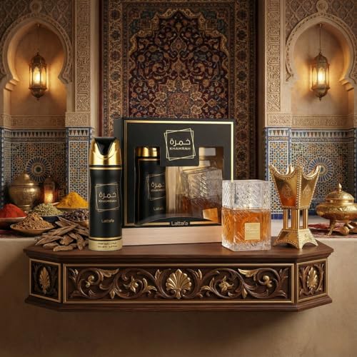 Lattafa Khamrah 2 Pcs Giftset With 100ml Edp   200ml Perfumed Spray
