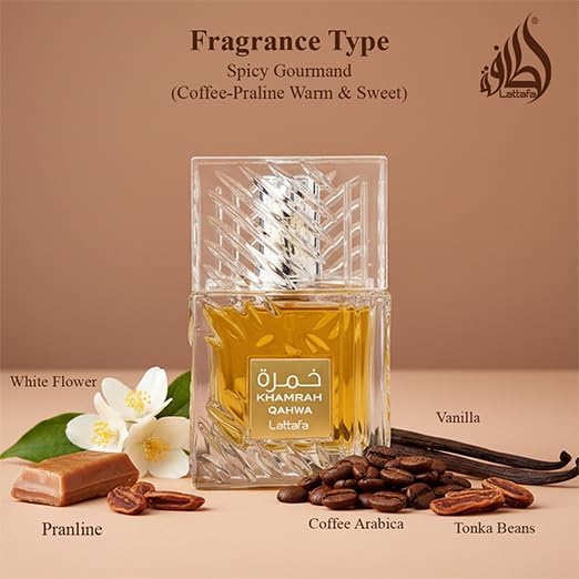 Lattafa Khamrah Qahwa   Vanilla  Warm Spicy  Cinnamon  Sweet   Eau de Parfum Long Lasting Fragrance for Unisex  3 40 Ounce / 100 ml