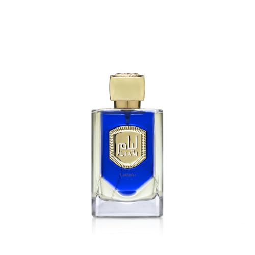 Lattafa Liam Blue Shine Eau de Parfum en espray unisex, 3.4 onzas