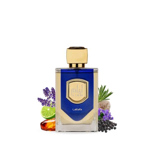 Lattafa Liam Blue Shine Eau de Parfum en espray unisex, 3.4 onzas
