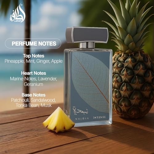 Lattafa Najdia Intense   Fresh  Marine  Woody   Eau de Parfum Spray Long Lasting Fragrance for Men  3 4 Ounce / 100 ml