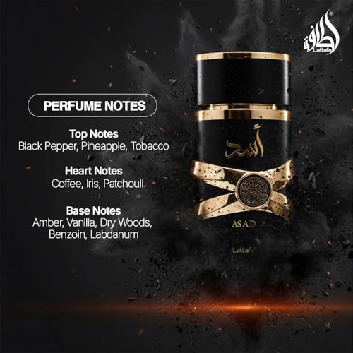 Lattafa Perfumes Asad for Unisex Eau de Parfum Spray  3 4 Ounce