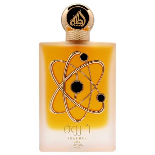 Lattafa Perfumes Tharwah Gold for Unisex Eau de Parfum Spray  3 4 Ounce