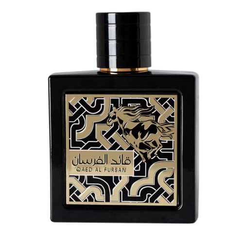 Lattafa Qaed Al Fursan - Eau de Parfum - Fragancia de larga duración unisex con sabor a fruta oriental, frutal, fresca, madera de ámbar, 3.40 onzas líquidas