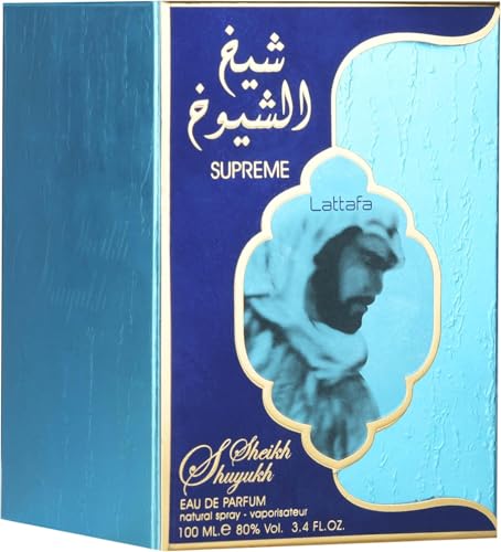 Lattafa Sheikh Al Shuyukh Supreme   Spicy  Sweet  Woody  Amber   Eau de Parfum Spray Long Lasting Fragrance for Unisex  3 4 Ounce / 100 ml
