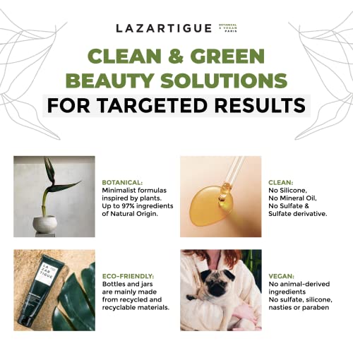 Lazartigue Champú reparador, enriquecido con queratina vegetal, ayuda a dañar profundamente y reestructura la fibra capilar, fortalece el cabello y lo deja sedoso hasta las puntas
