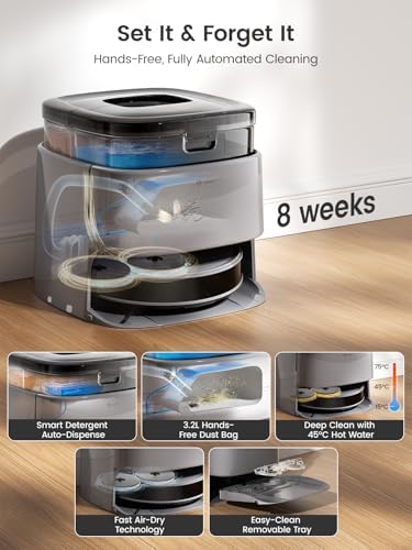 Lefant LiDAR Robot Vacuum and Mop  20000Pa Suction  90 Day Self Emptying  Obstacle Avoidance  Auto Mop Washing&Drying  All in One for Pet Hair Carpet  5G WiFi Alexa/APP/iWatch Control  M3 Max