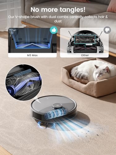 Lefant LiDAR Robot Vacuum and Mop  20000Pa Suction  90 Day Self Emptying  Obstacle Avoidance  Auto Mop Washing&Drying  All in One for Pet Hair Carpet  5G WiFi Alexa/APP/iWatch Control  M3 Max