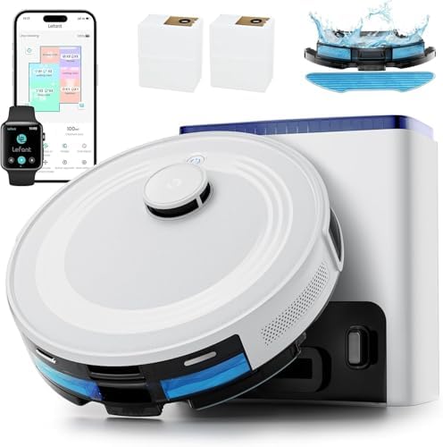 Lefant LiDAR Robot Vacuum and Mop  75 Day Self Emptying  6000Pa Strong Suction  Customized Cleaning  Multi Floor Mapping  130 Min Runtime  2 4G/5G WiFi/Alexa/APP/iWatch  M2L Plus